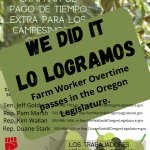 Overtime for Oregon Farm Workers passes in the Oregon Legislature!